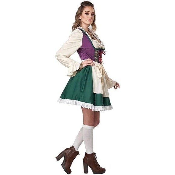 Beer Garden Girl Oktoberfest Adult Costume XS Extra Small Halloween Fancy Dress - Picture 3 of 5